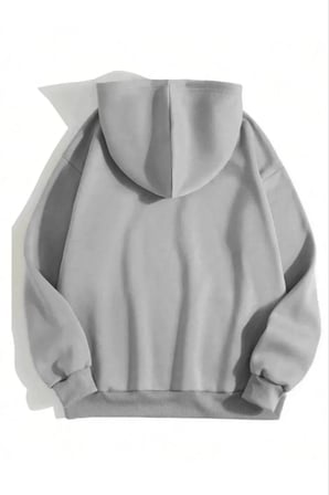Kadın Kapüşonlu Kanguru Cepli 3 İplik Pamuklu Düz Hoodie Sweatshirt - Gri