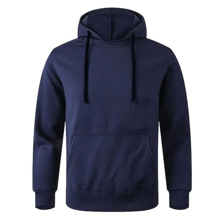 Erkek 3 İplik Pamuklu Kapüşonlu Cepli Oversize Hoodie Sweatshirt - Lacivert