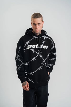 ERKEK Kapüşonlu Varak ve Pano Baskılı Hoodie  SweatShirt- Siyah
