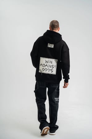 ERKEK 3 İplik Pamuklu Kapüşonlu Patchli Nakışlı Hoodie SweatShirt - Siyah