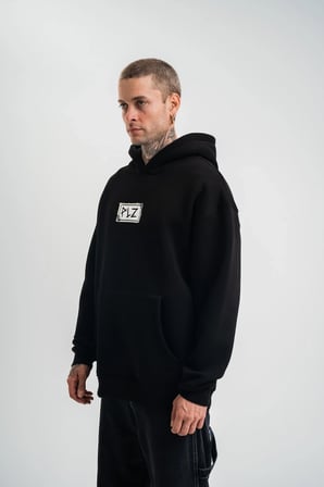 ERKEK 3 İplik Pamuklu Kapüşonlu Patchli Nakışlı Hoodie SweatShirt - Siyah