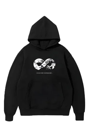 Erkek 10 Kasıma Özel 3 İplik Kapüşonlu Baskılı SweatShirt Hoodie - Siyah