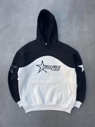 Kadın 3 İplik Pamuklu Parçalı Nakış İşlemelı Kapüşonlu SweatShirt Hoodie - Siyah