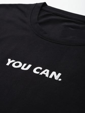 Kadın Baskılı T-Shirt Kısa Kol Bisiklet Yaka Oversize Rahat Kalıp Tişört - Siyah