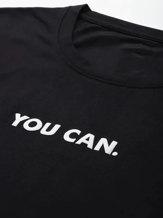 Kadın Baskılı T-Shirt Kısa Kol Bisiklet Yaka Oversize Rahat Kalıp Tişört - Siyah