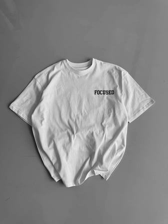 Erkek Ön ve Arka Baskılı T-Shirt Kısa Kol Bisiklet Yaka Regular Fit Tişört - Beyaz