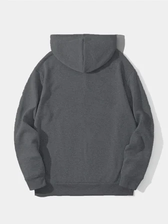 Erkek 3 İplik Pamuklu Kapüşonlu Kanguru Cepli Sweatshirt Hoodie -  Füme