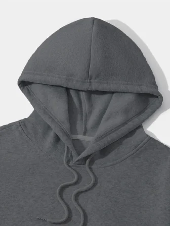 Erkek 3 İplik Pamuklu Kapüşonlu Kanguru Cepli Sweatshirt Hoodie -  Füme