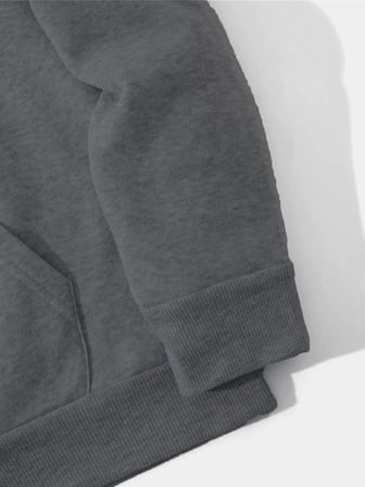 Erkek 3 İplik Pamuklu Kapüşonlu Kanguru Cepli Sweatshirt Hoodie -  Füme