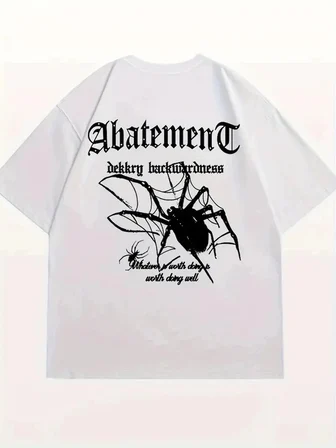 Kadın Tişört Örümcek Baskılı Bisiklet Yaka T-shirt - Beyaz