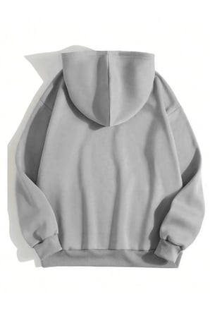 Erkek 3 İplik Pamuklu Kapüşonlu Kanguru Cepli Sweatshirt Hoodie - Boyalı Gri