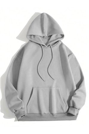 Erkek 3 İplik Pamuklu Kapüşonlu Kanguru Cepli Sweatshirt Hoodie - Boyalı Gri