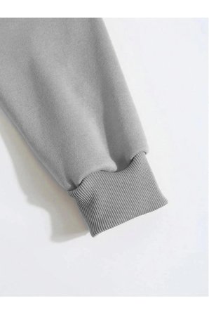 Erkek 3 İplik Pamuklu Kapüşonlu Kanguru Cepli Sweatshirt Hoodie - Boyalı Gri