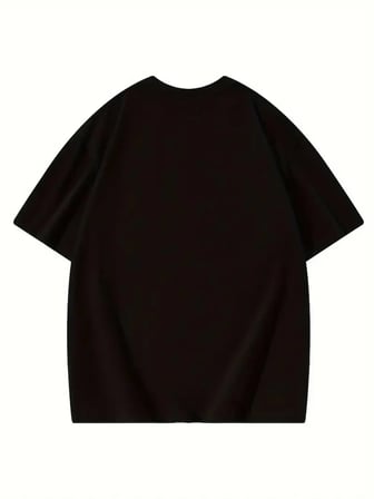 Kadın Baskılı Tişört Bisiklet yaka yazlık Kısa Kol oversize t-shirt - Siyah