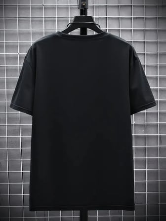 Erkek Tişört FUTRE Baskılı Kısa Kol Bisiklet Yaka T-shirt - Siyah