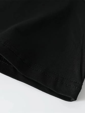 Erkek Kısa Kol Yazlık Tişört Bisiklet Yaka Baskılı Oversize T-Shirt - Siyah