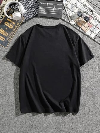Erkek Tişört Dağ Grafikli Kısa kollu Yazlık T-shirt - Siyah