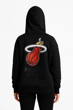 Kadın 3 İplik Pamuklu Kapüşonlu Kanguru Cepli Baskılı Hoodie Sweatshirt - Siyah