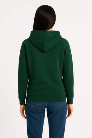 Kadın 3 İplik Pamuklu Kapüşonlu Kanguru Cepli Sweatshirt hoodie - Haki