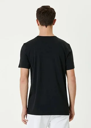 ERKEK Düz Tişört Bisiklet Yaka Regular Fit Yazlık Kısa kol T-Shirt - Siyah