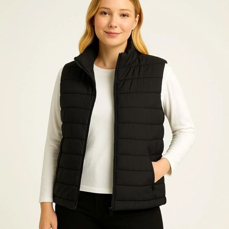 Erkek Şişme Fermuarlı Su İtici Kapitone Astarlı, Cepli Yelek - Siyah