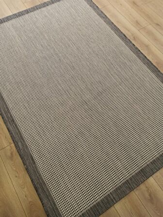 Çam Halı Sisal 9213 Gri / Beyaz Bordürlü Jüt Sisal Kilim