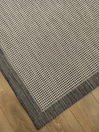 Çam Halı Sisal 9213 Gri / Beyaz Bordürlü Jüt Sisal Kilim