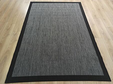 Çam Halı Sisal 9714 Gri / Siyah Bordürlü Jüt Sisal Kilim