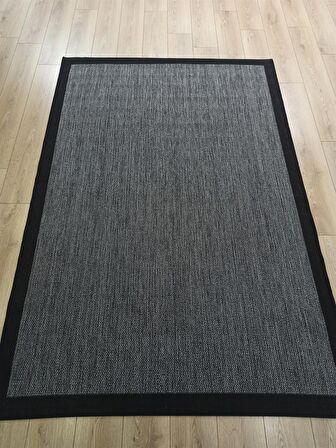 Çam Halı Sisal 9714 Gri / Siyah Bordürlü Jüt Sisal Kilim