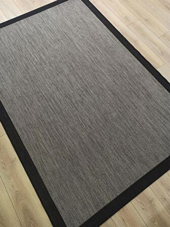 Çam Halı Sisal 9715 Vizon / Siyah Bordürlü Jüt Sisal Kilim