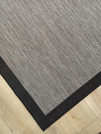Çam Halı Sisal 9715 Vizon / Siyah Bordürlü Jüt Sisal Kilim