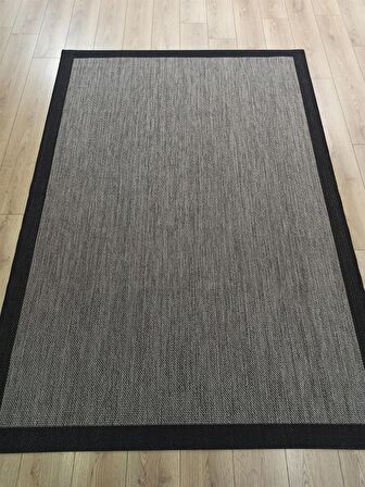 Çam Halı Sisal 9715 Vizon / Siyah Bordürlü Jüt Sisal Kilim