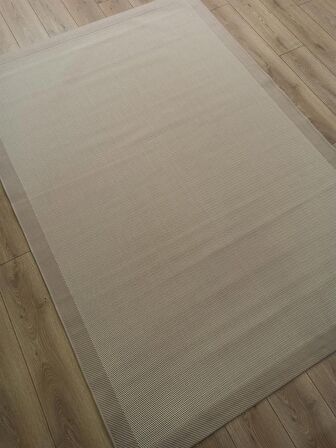 Çam Halı Sisal 9327 Bej / Krem Bordürlü Jüt Sisal Kilim