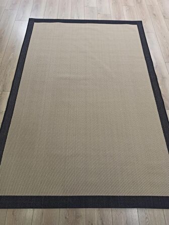 Çam Halı Sisal 9716 Bej / Siyah Bordürlü Jüt Sisal Kilim
