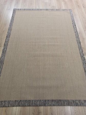 Çam Halı Sisal 9709 Bej / Gri Bordürlü Jüt Sisal Kilim