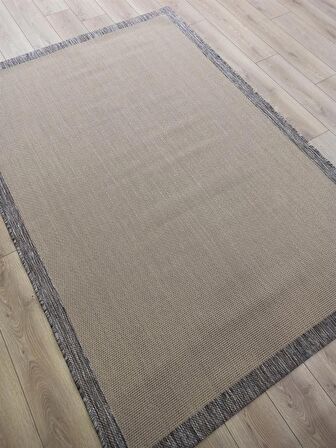 Çam Halı Sisal 9709 Bej / Gri Bordürlü Jüt Sisal Kilim