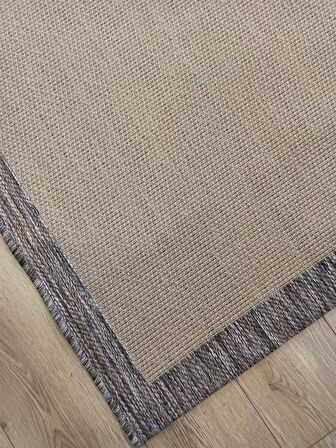 Çam Halı Sisal 9709 Bej / Gri Bordürlü Jüt Sisal Kilim