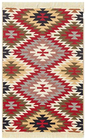 Eko Halı Arya Ar 33 Red Yıkanabilir Çift Taraflı Modern Desenli Dokuma Kilim