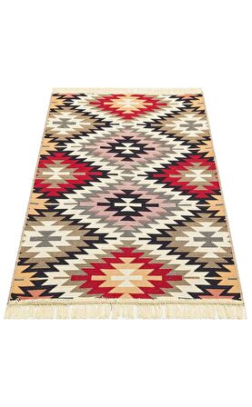 Eko Halı Arya Ar 33 Red Yıkanabilir Çift Taraflı Modern Desenli Dokuma Kilim