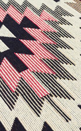 Eko Halı Arya Ar 33 Red Yıkanabilir Çift Taraflı Modern Desenli Dokuma Kilim