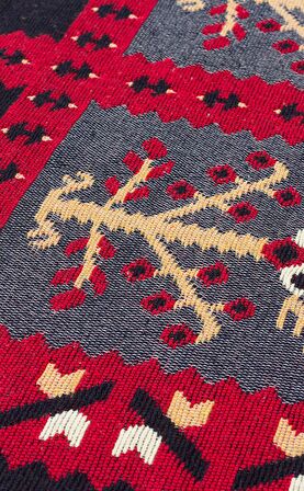 Eko Halı Arya Ar 28 Red Yıkanabilir Çift Taraflı Modern Desenli Dokuma Kilim