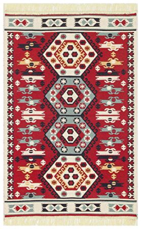 Eko Halı Arya Ar 30 Red Yıkanabilir Çift Taraflı Modern Desenli Dokuma Kilim