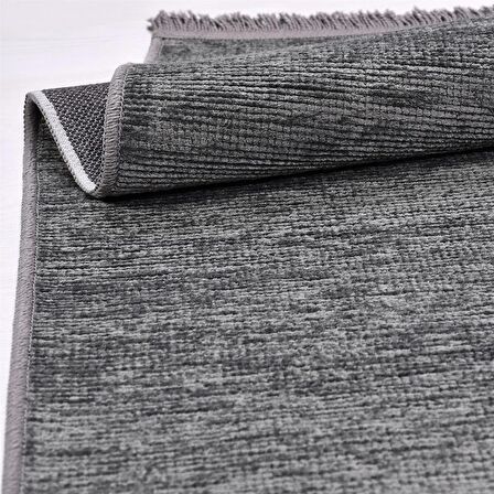 Çam Halı Crea Decolux Azade 8206 Antrasit Özel Kaymaz Tabanlı Pamuk Dokuma Kilim
