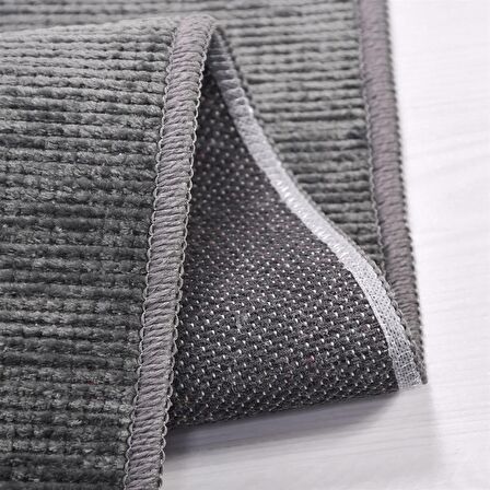 Çam Halı Crea Decolux Azade 8206 Antrasit Özel Kaymaz Tabanlı Pamuk Dokuma Kilim