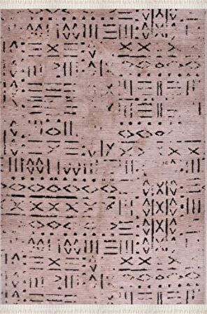 Çam Halı Crea Decolux Vena 8011 Bej Özel Kaymaz Tabanlı Pamuk Dokuma Kilim