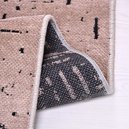 Çam Halı Crea Decolux Vena 8011 Bej Özel Kaymaz Tabanlı Pamuk Dokuma Kilim