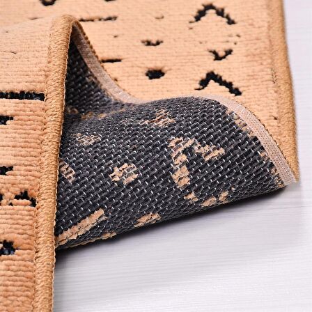 Çam Halı Crea Decolux Vena 8013 Hardal Özel Kaymaz Tabanlı Pamuk Dokuma Kilim