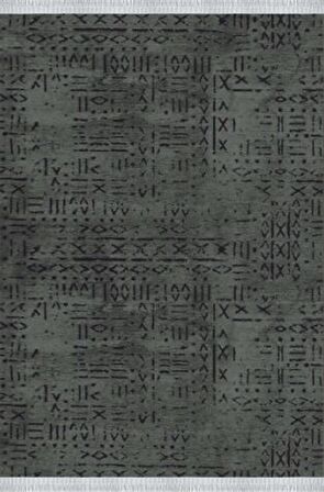 Çam Halı Crea Decolux Vena 8016 Antrasit Özel Kaymaz Tabanlı Pamuk Dokuma Kilim