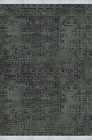 Çam Halı Crea Decolux Vena 8016 Antrasit Özel Kaymaz Tabanlı Pamuk Dokuma Kilim