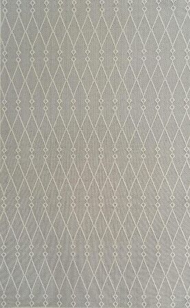 Çam Halı Mono MN 6048 Beyaz İskandinav Desenli Örgü Dokuma Kilim